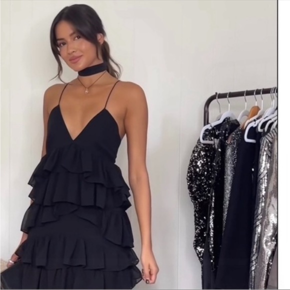 Zara NWT black midi ruffle dress - Picture 4 of 12